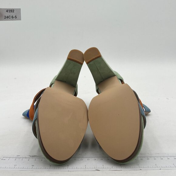 FSJ Multi Green Chunky High Heel Sandals Open Toe T-Strap Cutout Strappy Shoes - Picture 7 of 8